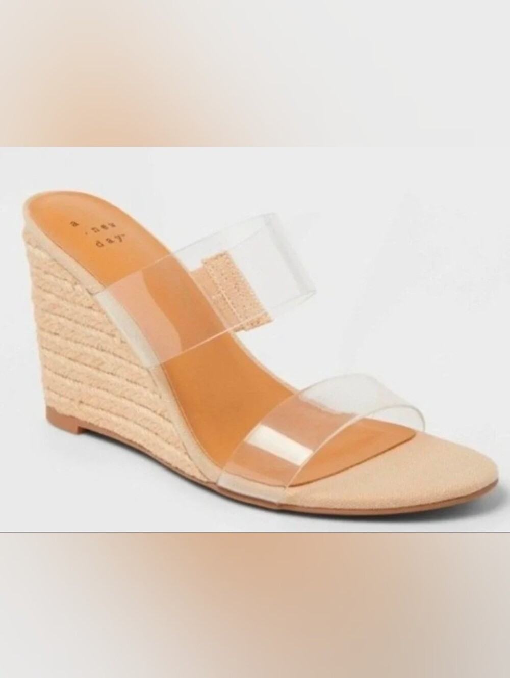 a new day NWT Clear Strap Espadrille Wedges - Tan Footbed Size11 MSRP$40